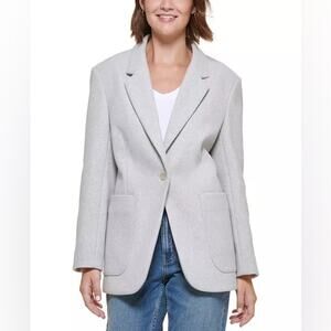 🍁 Calvin Klein Jeans Women's Oversized Drop-Shoulder Blazer Light Gray Small